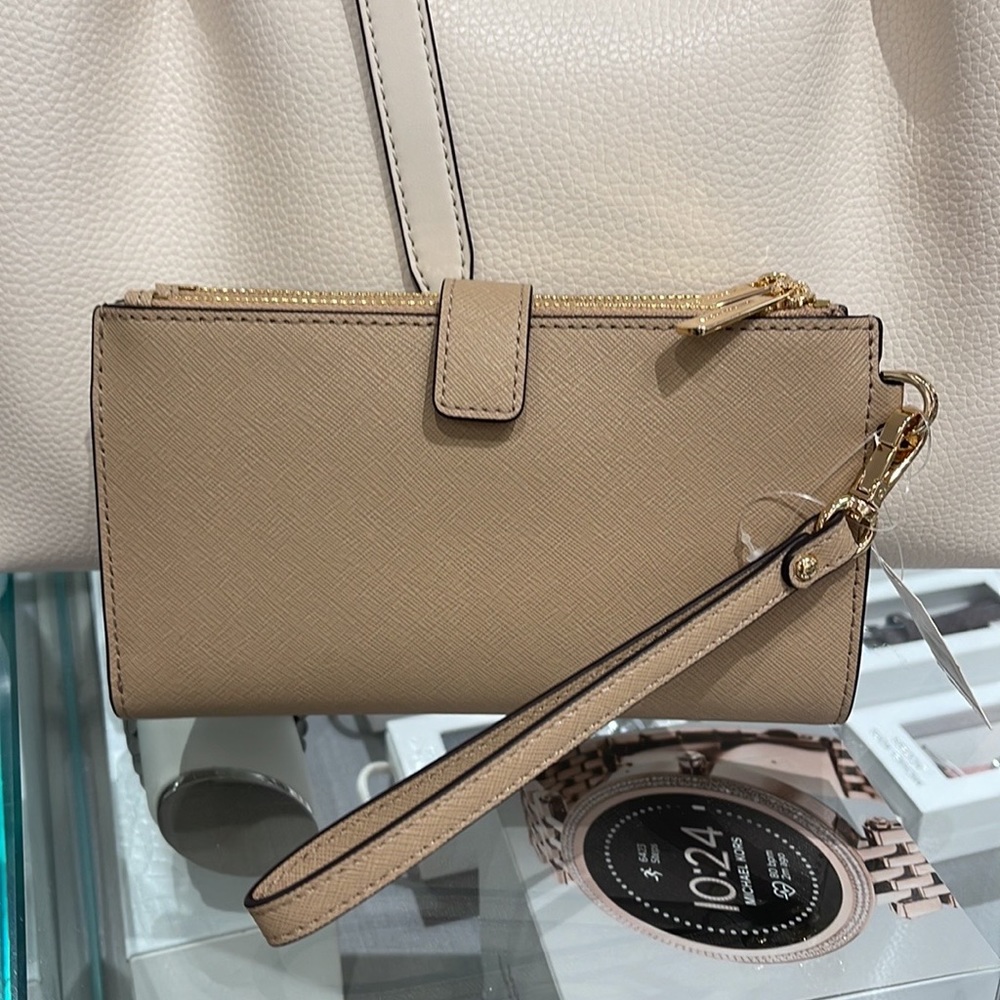 MICHAEL KORS LARGE DOUBLE ZIP WRISTLET wallet, clutch, 
Bisque - Picture 10 of 16